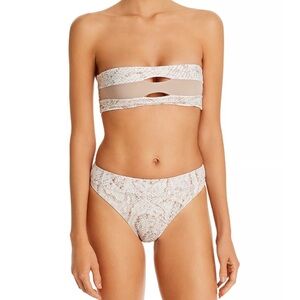 Pilyq Cobra Color-Blocked Bandeau Bikini Top & High-Waist Full Bikini Bottom